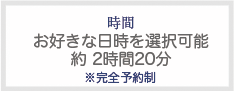 時間 お好きな日時を選択可能 約2時間20分