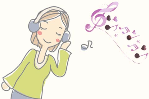 音楽を聴く女性 音楽を聴く女性