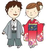 袴姿の男の子と振り袖姿の女の子のイラスト